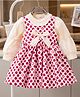 Mark & Mia Full Sleeves Frock With Polka Dot Print & Bow Applique - Beige