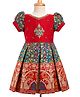 Enfance Silk Knit Half Puffed Sleeves Floral Embroidered Pattu Pavdai Dress - Red