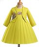 Enfance Knit Three Forth Sleeves Elephant Embroidered Frock With Jacket - Neon Green