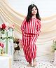 PinkCow Cotton Woven Full Sleeves Striped Coordinating Top & Pants Set - Red