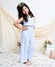 PinkCow Cotton Woven Sleeveless Striped Coordinating Top & Pants Set - Aqua Blue