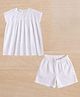PinkCow Cotton Woven Sleeveless Solid Top & Shorts Set - White