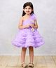 PinkCow Net Woven Sleeveless Pearl Embellished Floral Applique & Ruffle Detailed Layered Dress - Lavender