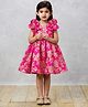 PinkCow Brocade Woven  Sleeveless Floral Applique Detailed & Foil Printed Dress - Pink