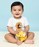 The Mom Store Cotton Knit Half Sleeves Lion Printed Onesie - White