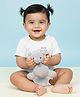 The Mom Store Cotton Knit Half Sleeves Elephants Printed Onesie - White