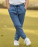 The Mom Store Cotton Woven Solid Joggers - Blue