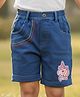 The Mom Store Cotton Woven Unicorn Patch Detailed Shorts - Blue