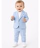 Spool Junior Cotton Woven Full Sleeves Solid Blazer & Pant With Shirt Set - Sky Blue