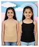 NUSYL Cotton Knit Pack Of 2 Sleeveless Solid Camisoles - Black & Beige