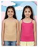 NUSYL Cotton Knit Pack Of 2 Sleeveless Solid Camisoles - Beige & Hot Pink