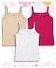 NUSYL Cotton Knit Pack Of 3 Sleeveless Solid Camisoles - White Beige & Hot Pink