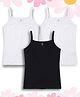 NUSYL Cotton Knit Pack Of 3 Sleeveless Solid Camisoles - White & Black