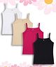 NUSYL Cotton Knit Pack Of 4 Sleeveless Solid Camisoles - White Black Beige & Hot Pink