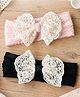 The little lookers Set Of 2 Bow Applique Detailed Headbands - Black & Pink