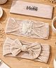 The little lookers Set Of 3 Bow & Hello Text Applique Detailed Headbands - Beige