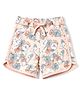 CUCUMBER Sinker Knit Above Knee Length Shorts with Floral Print - Baby Pink