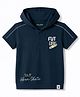 CUCUMBER Cotton Sinker Knit Half Sleeves Hooded T-Shirt with Skate Print -Navy