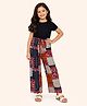 Piccolo Cotton Woven Half Sleeves Solid Tee & Abstract Printed Parallel Pants - Black