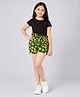 Piccolo Cotton Woven Half Sleeves Solid Tee & Floral Printed Shorts Set - Black & Green
