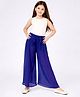 Piccolo Cotton Woven Sleeveless Solid Tee & Pleated Palazzo Set - White & Blue