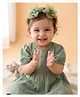 Aye Candy Floral Applique Detailed & Stone Embellished Headband - Dark Green