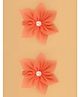 Aye Candy Pearl Embellished Floral Applique Detailed Alligator Hair Clips - Orange