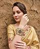 MANSIYAORANGE Golden Handcrafted Jute Thread Kempu Kundan AD Stone Fancy Bangle-Style Bracelet Cuff - 25 g