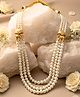 MANSIYAORANGE Rajwadi South IndianTemple Elephant Motif Triple-Layered Pearl Rani Haar Necklace(Weight : 42 g)