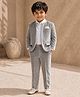 Spool Junior Velvet Woven Full Sleeves Solid Blazer & Pant With Shirt Set - Grey