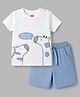 Babyhug Single Jersey Knit Half Sleeves Giraffe Printed T-Shirt & Shorts Set - White