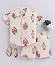 Clt.s Cotton Woven Half Sleeves Abstract Printed Coordinating Shirt & Shorts  Night Suit - Cream