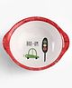 Servewell Car Printed Round Bowl with Handle  -Red