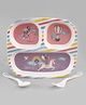 Servewell Rectangular 3 Partition Plate with 16 cm Spoon and Fork Car Print - Multicolour