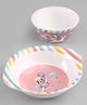 Servewell Aeroplane PrintedBowl With Handle & Cone Bowl Set of 2 Pink - 390 & 320 ml