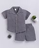 Clt.s Cotton Woven Half Sleeves Solid Shirt & Shorts Night Suit - Grey