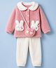 Mark & Mia Full Sleeves Shirt & Pyjama Winter Wear Night Suit with Bunny Applique & Sling Bag - Pink