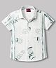 Radutu Cotton Woven Half Sleeves Text Printed Shirt - White & Green