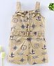 Enfance Core Cotton Woven Sleeveless Sea Accessories Printed Jumpsuit With Belt - Tan