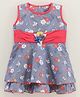 Enfance Core Cotton Woven Sleeveless Flower Printed Frock With Corsage - Grey