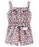 Enfance Core Cotton Woven Sleeveless Abstract Printed Jumpsuit With Belt - Light Brown