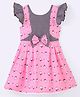 Enfance Core Woven Half Sleeves Striped & Floral Printed Frock With Bow Applique - Pink