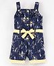 Enfance Core Cotton Knit Sleeveless Floral Printed Jumpsuit With Belt - Navy Blue