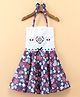 Enfance Core Woven Sleeveless Hearts & Floral Printed & Embroidered Frock - Grey