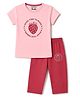 CUCUMBER Sinker Knit Half Sleeves T-Shirt & Capri Set With Fruit Print - Light Pink