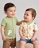 Babyoye Cotton Interlock Knit Sleeveless Jhablas With Animal Print Pack of 2 - Green,White