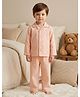 Rikidoos Cotton Woven Full Sleeve Shirt & Pyjama Night Suit With Giraffe Print -Light Peach