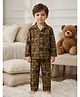 Rikidoos Cotton Woven Full Sleeve Shirt & Pyjama Night Suit With Alphabets Print -Dark Brown