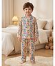 Rikidoos Cotton Woven Full Sleeve Shirt & Pyjama Night Suit With Alphabets Print -Cream