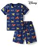 CUCUMBER Sinker Knit Half Sleeves Co-Ords Hakuna Matata Printed T-Shirt & Shorts Night Suit - Navy